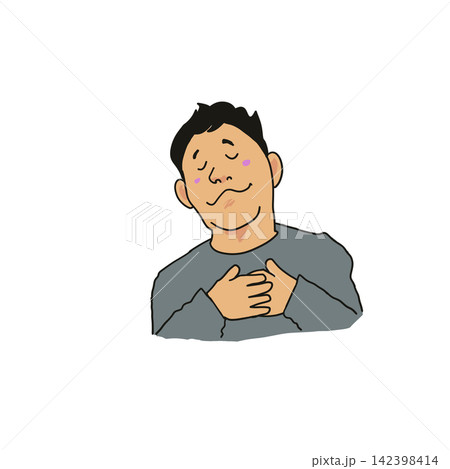 安心して胸をなで下ろす男性のイラスト 142398414