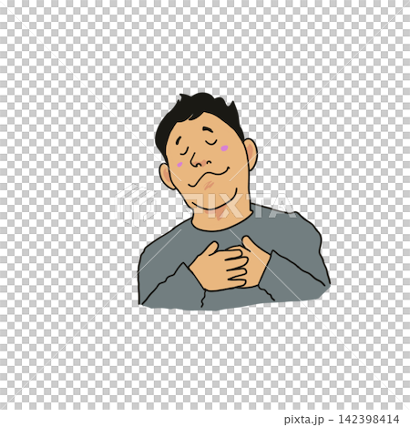 安心して胸をなで下ろす男性のイラスト 142398414