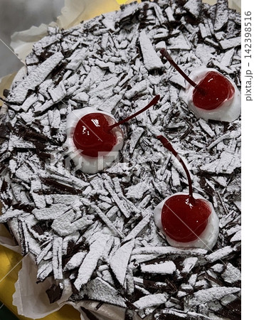 Rich, moist chocolate cake with a decadent, velvety texture and deep chocolate flavor. A perfect indulgence for dessert lovers, offering a satisfyingly sweet treat in every bite. 142398516