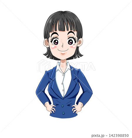 自信のある女性キャラクターのビジネスポーズ 142398850