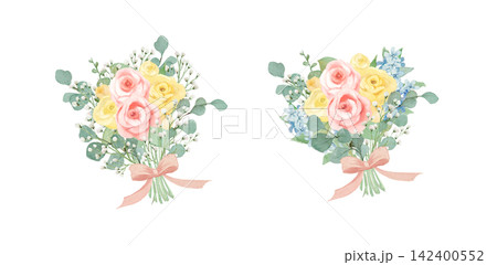 カラフルな薔薇のブーケ 142400552