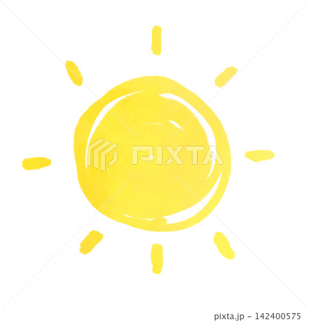 水彩タッチの手描きのかわいい太陽イラスト 水彩タッチの手描きのかわいい太陽イラスト 142400575