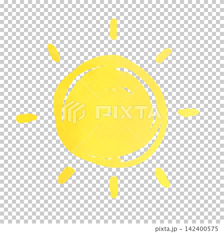 水彩タッチの手描きのかわいい太陽イラスト 水彩タッチの手描きのかわいい太陽イラスト 142400575