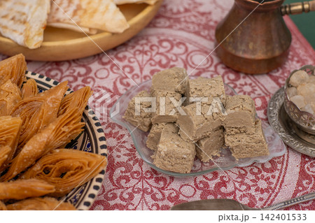 Sunflower seed halva. Oriental sweets. Food Sunflower seed halva. Oriental sweets. Food 142401533