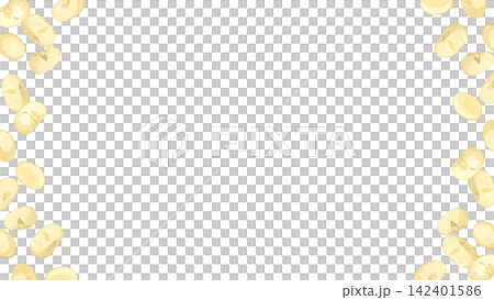 煎り大豆(炒り大豆)のフレーム 手描き水彩イラスト素材 煎り大豆(炒り大豆)のフレーム 手描き水彩イラスト素材 142401586