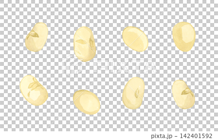 煎り大豆(炒り大豆)のセット 手描き水彩イラスト素材 煎り大豆(炒り大豆)のセット 手描き水彩イラスト素材 142401592