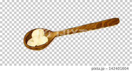 Roasted soybeans served in a wooden spoon - Hand-drawn watercolor illustration material Roasted soybeans served in a wooden spoon - Hand-drawn watercolor illustration material 142401604