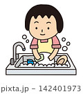 皿洗いする女性 142401973