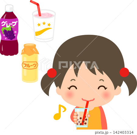 甘い飲み物をたくさん飲む女の子 甘い飲み物をたくさん飲む女の子 142403314