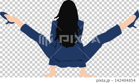 一幅描繪女商人雙手支撐身體的插圖。 142404854