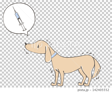 注射を怖がって震える犬のイラスト 注射を怖がって震える犬のイラスト 142405552