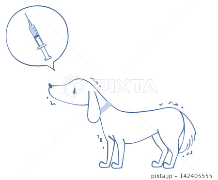 注射を怖がって震える犬のイラスト 注射を怖がって震える犬のイラスト 142405555