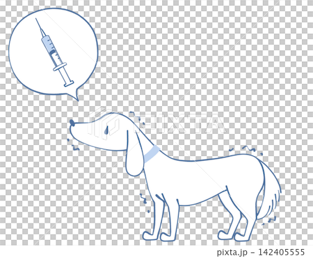 注射を怖がって震える犬のイラスト 注射を怖がって震える犬のイラスト 142405555