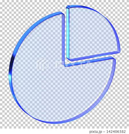 Blue glass pie chart icon in glassmorphism style for financial reports, sleek graph symbol designed for data segment, market share, and business metrics Blue glass pie chart icon in glassmorphism style for financial reports, sleek graph symbol designed for data segment, market share, and business metrics 142406382