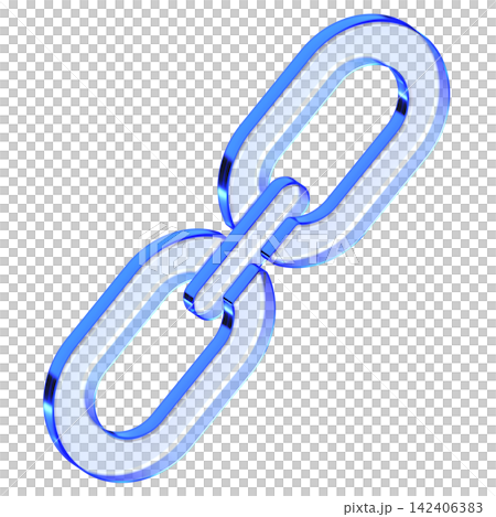 Blue glass link chain icon in glassmorphism style for website link, functional connection symbol designed for hyperlink, chain association, and online address Blue glass link chain icon in glassmorphism style for website link, functional connection symbol designed for hyperlink, chain association, and online address 142406383