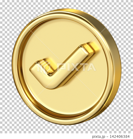 Golden checkmark tick icon in glossy metallic style for approval status, luxury correct symbol designed for success mark, task complete, and valid choice Golden checkmark tick icon in glossy metallic style for approval status, luxury correct symbol designed for success mark, task complete, and valid choice 142406384