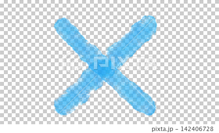 Illustrations of a green, hand-drawn X and a checkmark-like symbol. 142406728