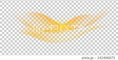 Golden sparkling decoration. Magical dust wave on transparent background. Gold glitter abstract wave Golden sparkling decoration. Magical dust wave on transparent background. Gold glitter abstract wave 142406873