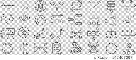向量單色工作流程圖示集 向量單色工作流程圖示集 142407097