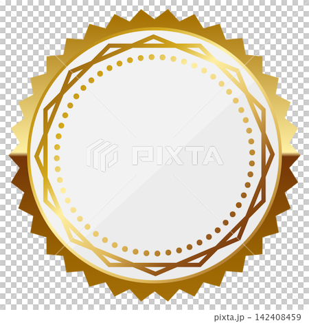 Luxurious emblem frame in white and gold 142408459