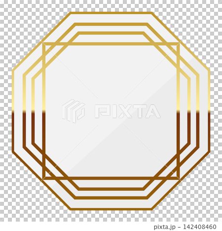 Luxurious octagonal emblem frame in white and gold. Luxurious octagonal emblem frame in white and gold. 142408460