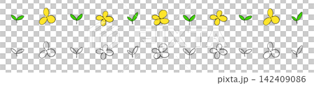 Buds and flowers border drawn with black pen. Buds and flowers border drawn with black pen. 142409086