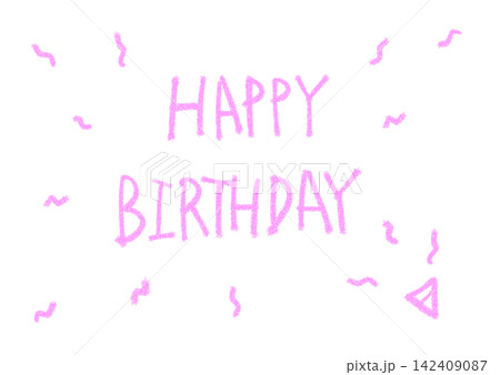 "happy birthday"  It is handwritten with crayons. 142409087