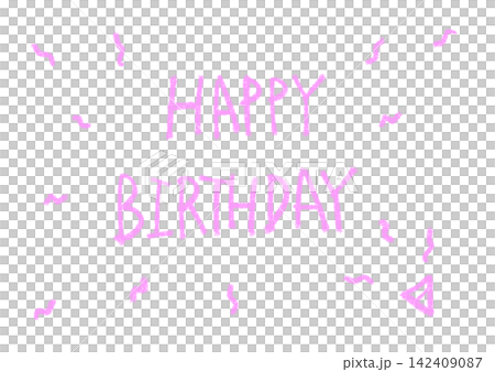 "happy birthday"  It is handwritten with crayons. 142409087
