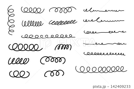 Spring line drawing drawn with black pen. Spring line drawing drawn with black pen. 142409233