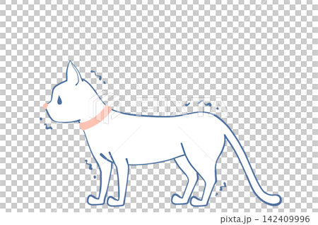 An illustration of a cat with its tail down and trembling. An illustration of a cat with its tail down and trembling. 142409996
