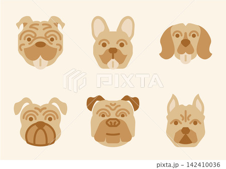dog faces flat illustration dog faces flat illustration 142410036