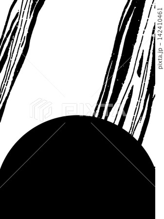 力強い黒の塊と手描き風の線が織りなすモノクロ抽象背景 力強い黒の塊と手描き風の線が織りなすモノクロ抽象背景 142410461