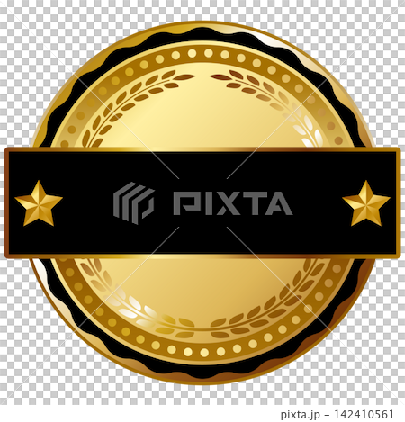 Luxurious emblem frame in black and gold Luxurious emblem frame in black and gold 142410561