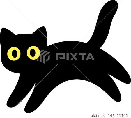Cartoon running black cat silhouette Cartoon running black cat silhouette 142411543