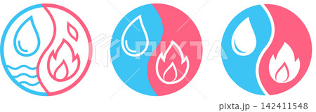 Fire and water yin yang logo symbol 142411548