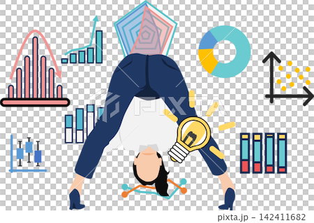 Illustration of a businesswoman with an idea Illustration of a businesswoman with an idea 142411682