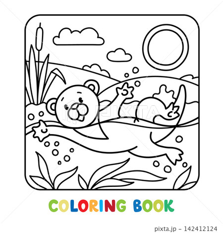 Funny Otter. Alphabet O. Animals coloring book 142412124