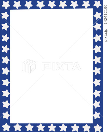 Patriotic blue star rectangular frame border template 4th of July american flag celebration photo frame sticker print visual graphic clipart artwork design icon element illustration 142412190