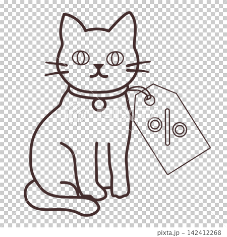 Cute cat character outline holding discount tag sale promotion shopping retail offer sticker print visual graphic clipart artwork design icon element illustration Cute cat character outline holding discount tag sale promotion shopping retail offer sticker print visual graphic clipart artwork design icon element illustration 142412268