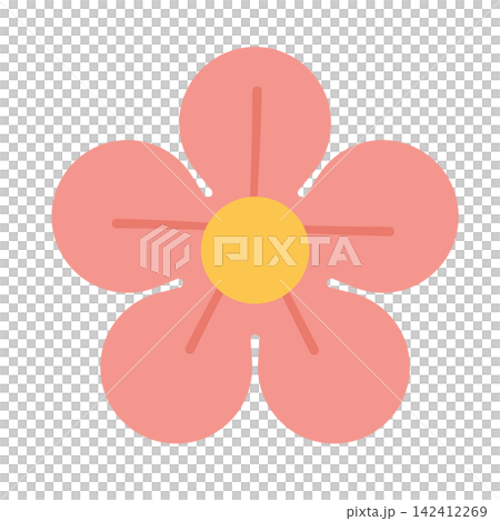 Cute pink flower with yellow center blooming spring floral nature botanical plant sticker print visual graphic clipart artwork design icon element illustration 142412269