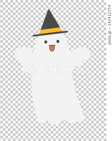 舌を出してるかわいいオバケのイラスト　ハロウィンイラスト素材 142412754