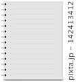 Spiral notebook with lined paper and metal wire binding, blank notepad page illustration isolated on transparent background with copy space for education, office, or journaling mockup. 142413412