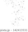 Set abstract vector illustrations depicting interconnected nodes and lines, resembling molecular structures or digital network 142413531