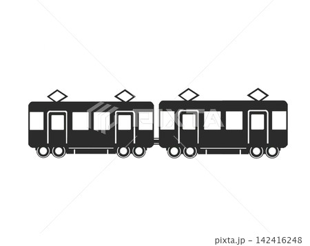 横から見た2両編成の電車のアイコン 142416248