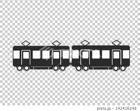 横から見た2両編成の電車のアイコン 142416248