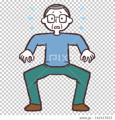 Full-body illustration of a troubled senior man Full-body illustration of a troubled senior man 142417033