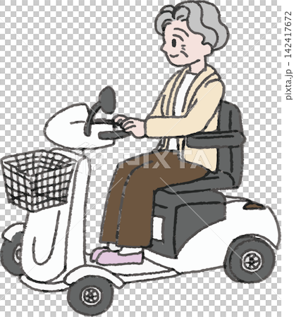 一位老年婦女騎著電動代步車的插圖(行動輔助、護理、交出駕照、彩色、EPS) 一位老年婦女騎著電動代步車的插圖(行動輔助、護理、交出駕照、彩色、EPS) 142417672