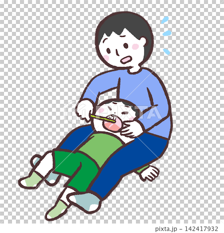 仕上げ磨きを嫌がるイラスト 仕上げ磨きを嫌がるイラスト 142417932