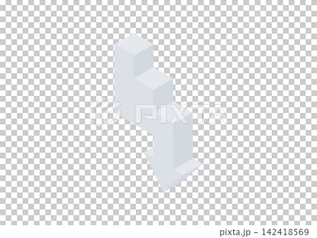 Isometric illustration (gray) of a staircase with the lowest step indicated by an arrow. Isometric illustration (gray) of a staircase with the lowest step indicated by an arrow. 142418569