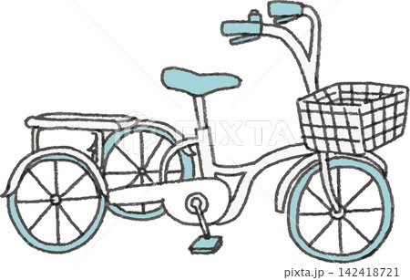 大人用三輪自転車のイラスト（シニア向け・交通安全・免許返納・2色・ベクター） 142418721